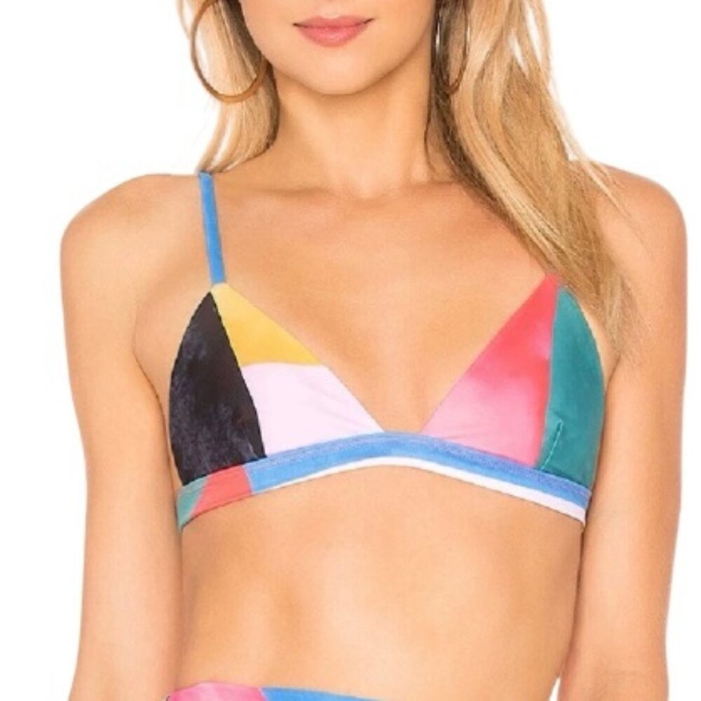 Mara Hoffman Womens Astrid Blue Multi bikini top in a chapiteau print Swim S